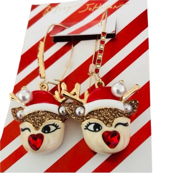 BETSEY JOHNSON SET Christmas Rudolph Reindeer Bracelet Earrings & Ring NEW NWT - Picture 15 of 16